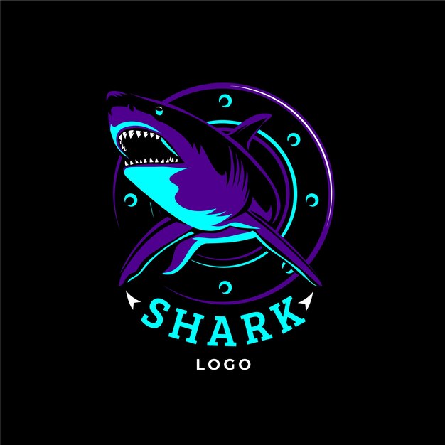 Handgetekende creatieve haai logo sjabloon