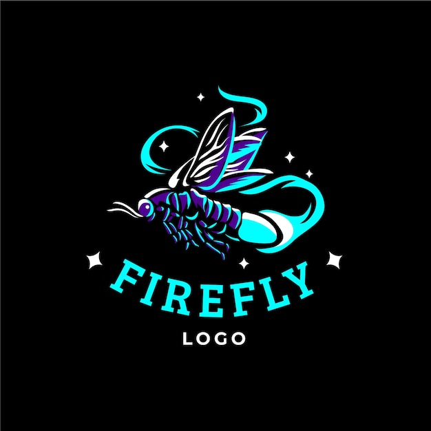 Handgetekende creatieve vuurvlieg logo sjabloon