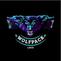 Gratis vector handgetekende creatieve wolfpack-logosjabloon
