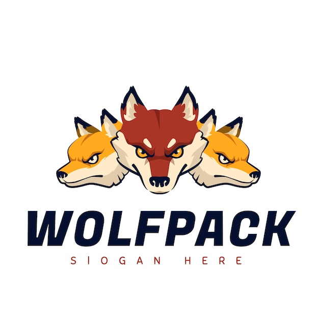 Gratis vector handgetekende creatieve wolfpack-logosjabloon