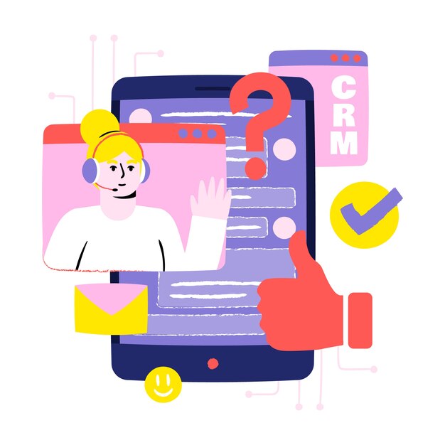 Handgetekende crm-illustratie