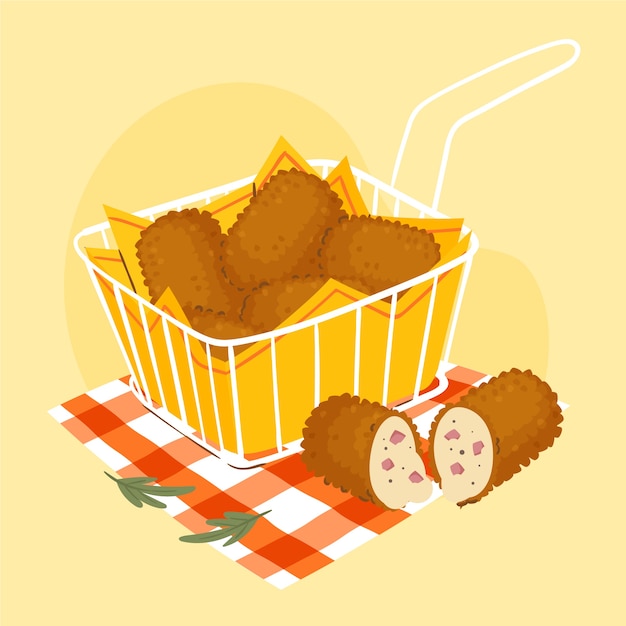 Gratis vector handgetekende croquetas-illustratie