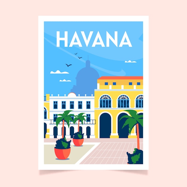 Gratis vector handgetekende cuba-postersjabloon