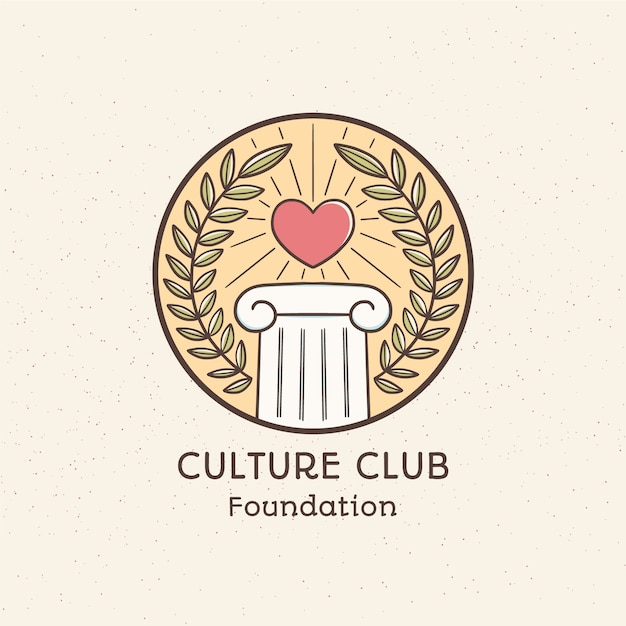 Handgetekende cultuur logo ontwerpsjabloon