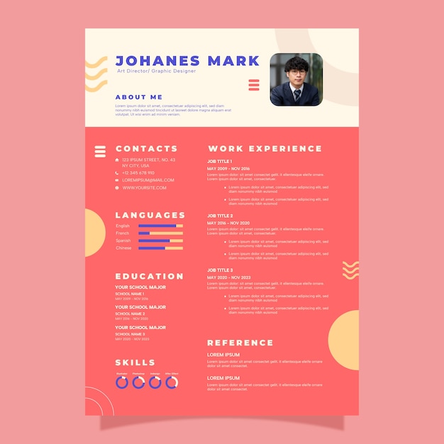 Gratis vector handgetekende cv-sjabloonontwerp