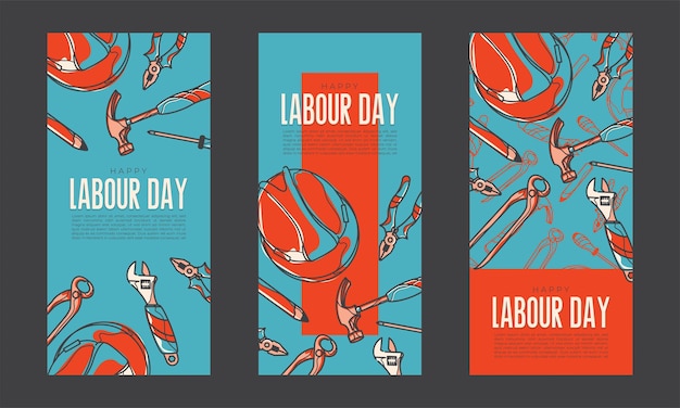 Handgetekende dag van de arbeid banners