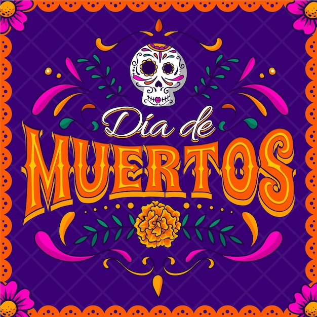 Handgetekende dia de muertos belettering