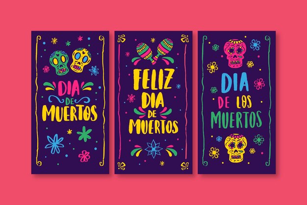 Handgetekende dia de muertos instagram verhalencollectie