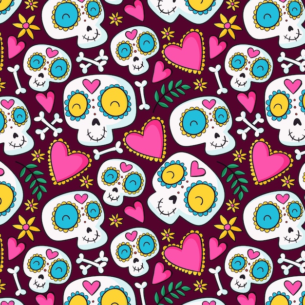 Gratis vector handgetekende dia de muertos patronen collectie