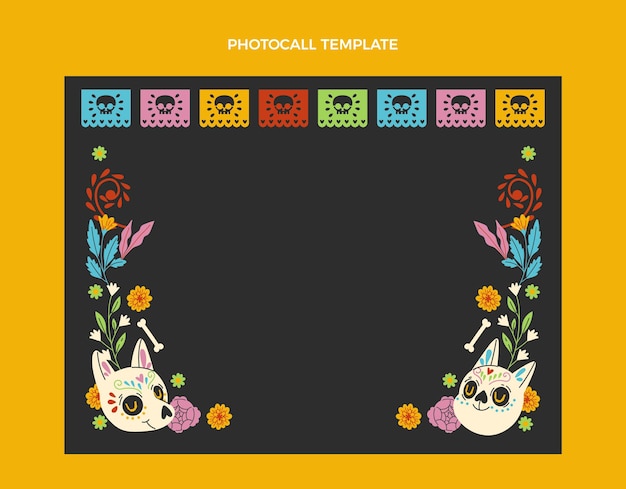 Gratis vector handgetekende dia de muertos photocall-sjabloon