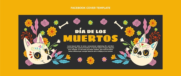 Handgetekende dia de muertos sociale media voorbladsjabloon