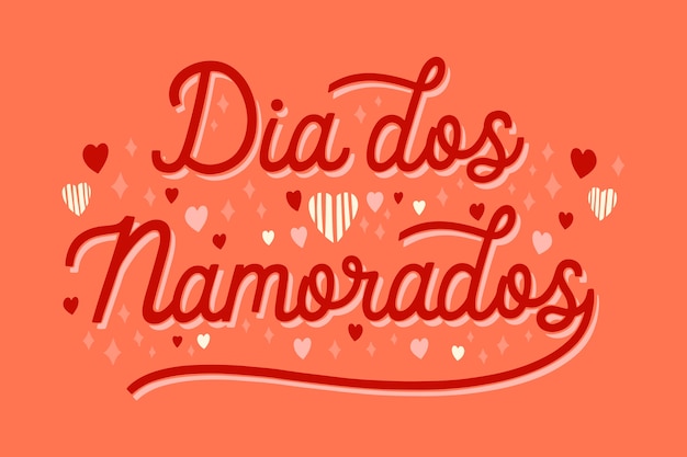 Gratis vector handgetekende dia dos namorados belettering