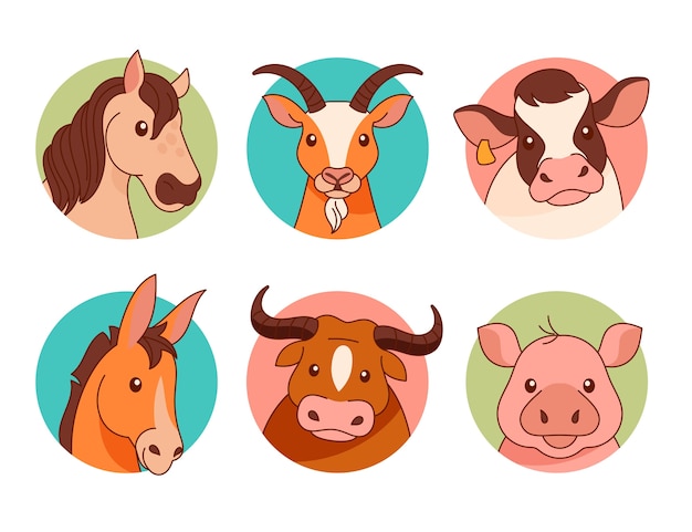 Gratis vector handgetekende dieren avatars element collectie