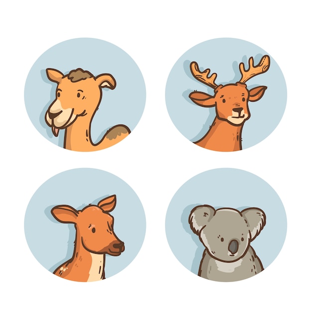 Gratis vector handgetekende dieren avatars element collectie