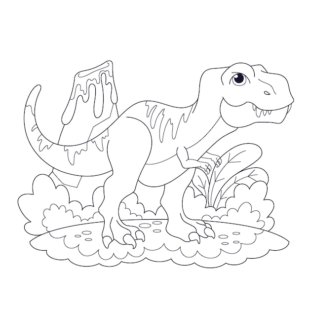 Handgetekende dinosaurus kleurboekillustratie