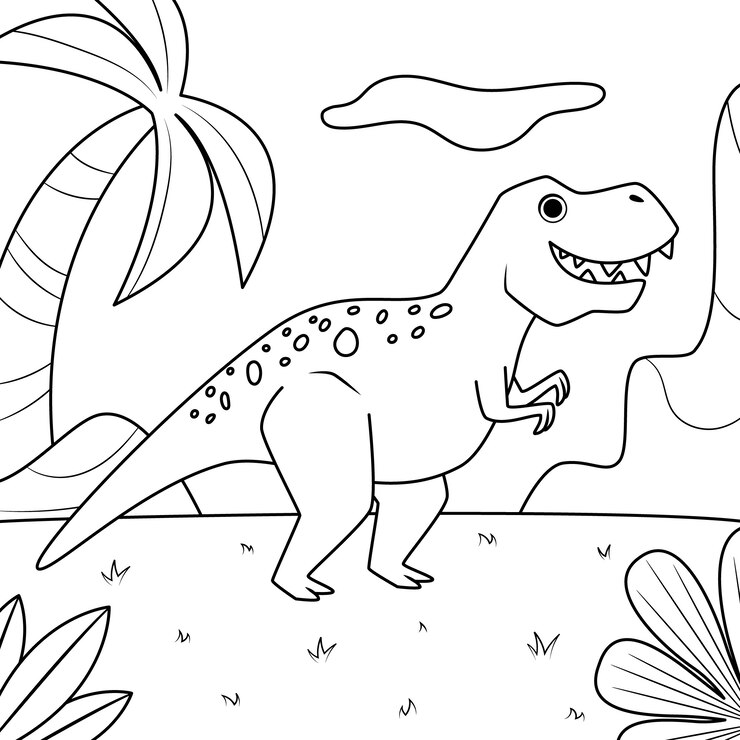 Gratis Vector handgetekende dinosaurus kleurboekillustratie