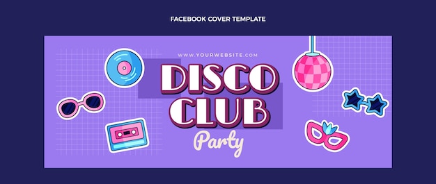 Handgetekende disco party facebook cover