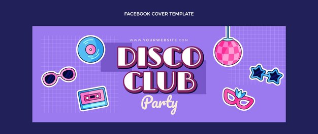 Handgetekende disco party facebook cover