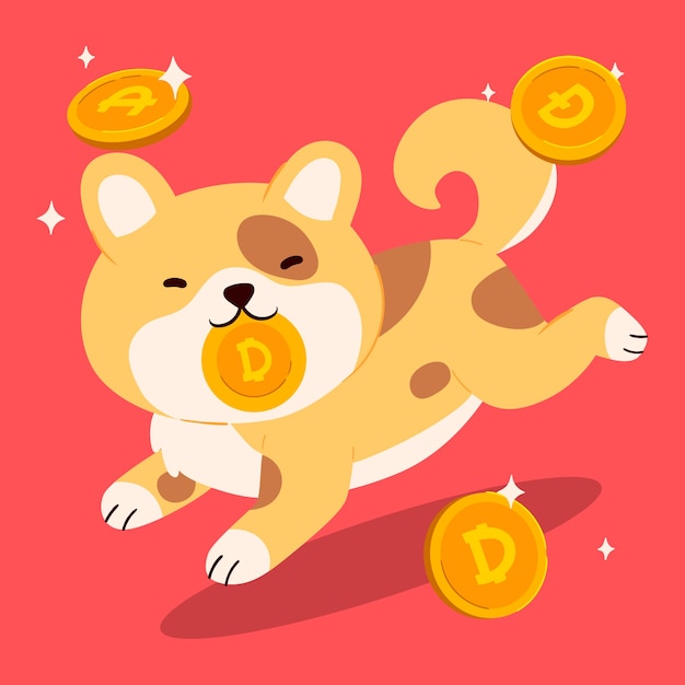 Handgetekende dogecoin-illustratie