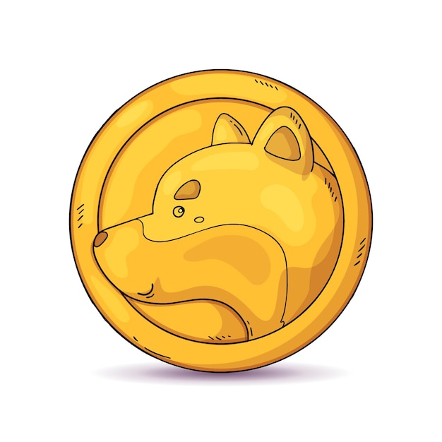 Handgetekende dogecoin-illustratie