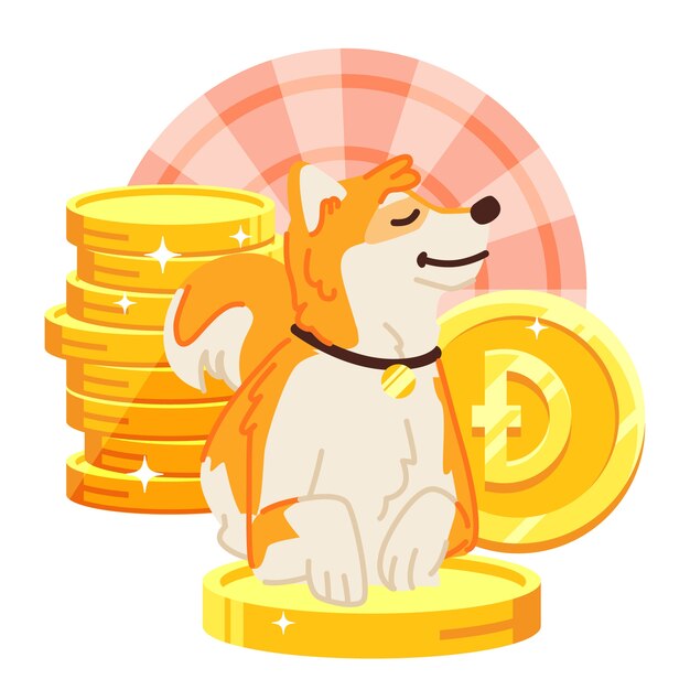 Handgetekende dogecoin-illustratie