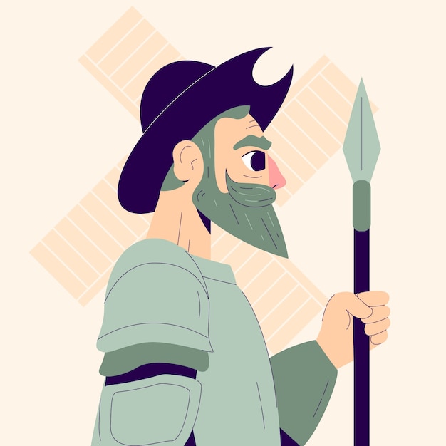 Gratis vector handgetekende don quichot-illustratie