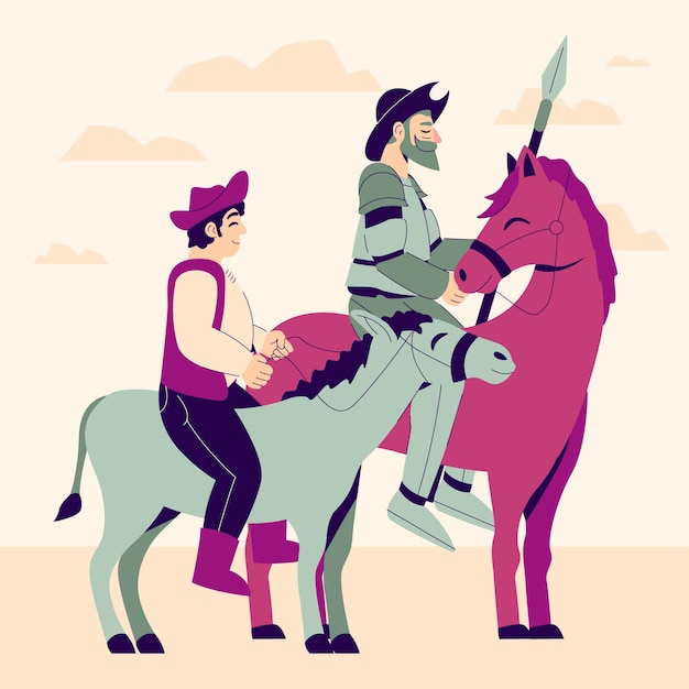 Gratis vector handgetekende don quichot-illustratie