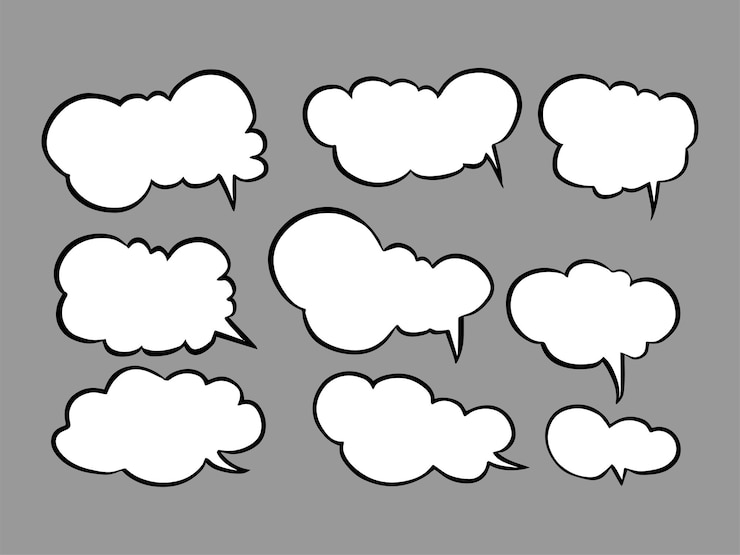 Gratis Vector handgetekende doodle stijl comic chat box design collectie