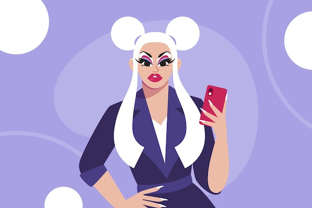 Gratis vector handgetekende drag queen illustratie