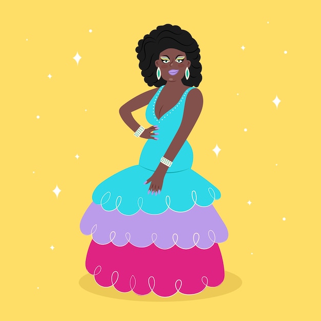 Gratis vector handgetekende drag queen illustratie