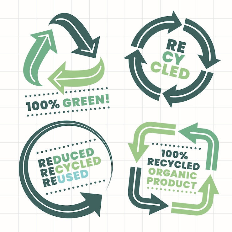 Gratis Vector handgetekende ecologie-badges met plat ontwerp