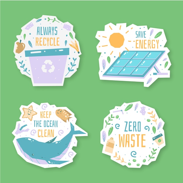 Handgetekende ecologie badges