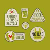 Gratis vector handgetekende ecologie-badges