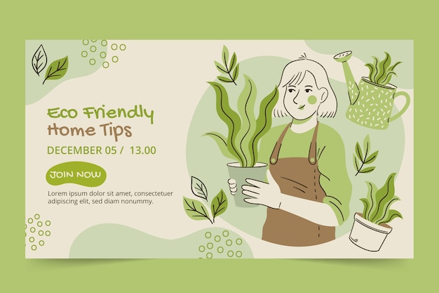 Gratis vector handgetekende ecologie concept webinar