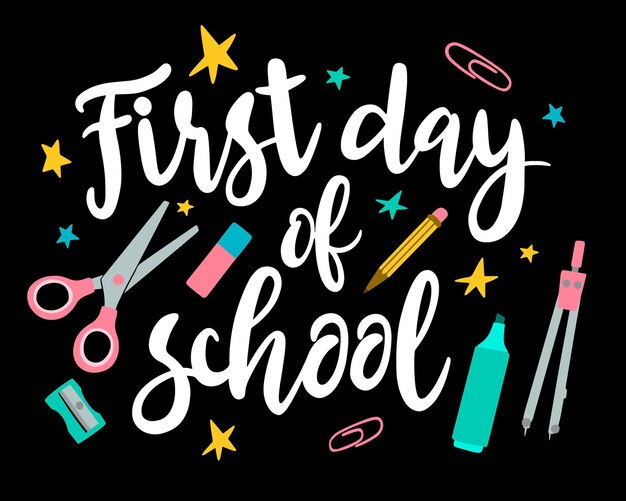 Handgetekende eerste schooldag belettering