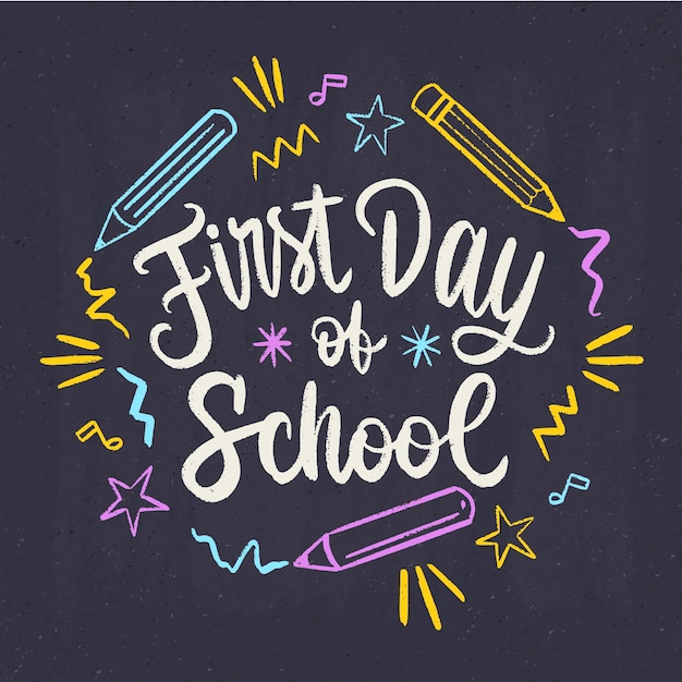 Handgetekende eerste schooldag belettering