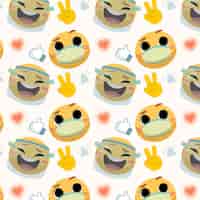 Gratis vector handgetekende emoji met gezichtsmaskerpatroon