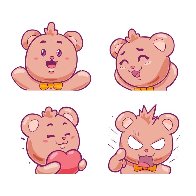 Handgetekende emotes elementen collectie