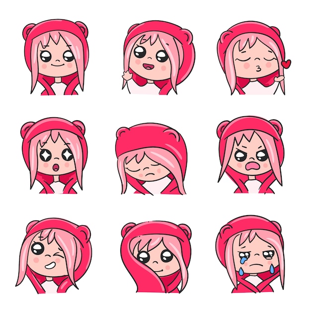 Gratis vector handgetekende emotes-elementenverzameling