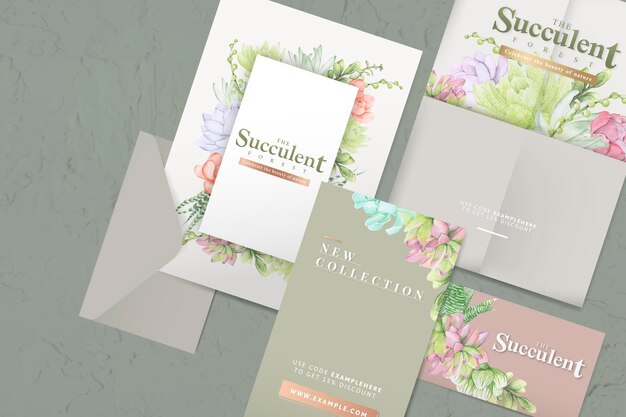 Handgetekende envelop sjabloonset met sappig thema