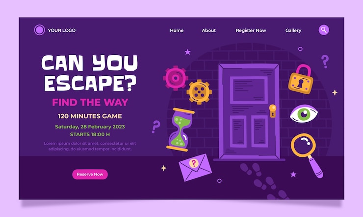 Gratis Vector handgetekende escape room-bestemmingspagina