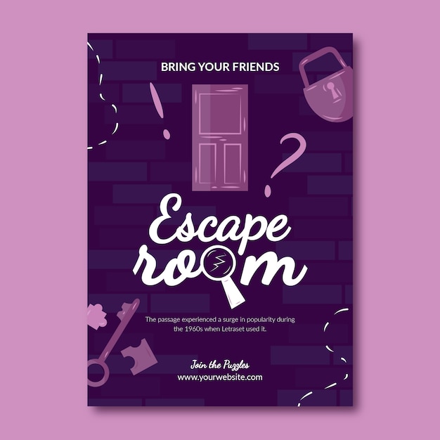 Gratis vector handgetekende escape room uitnodiging sjabloon