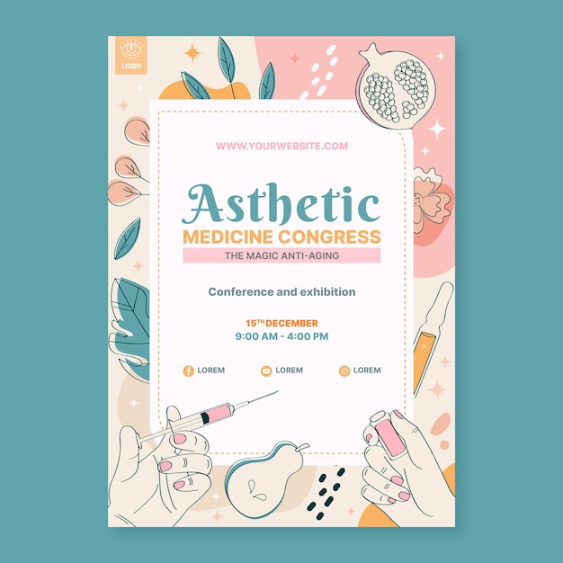 Gratis vector handgetekende esthetische geneeskunde poster