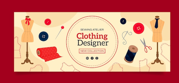 Handgetekende fashion atelier facebook cover