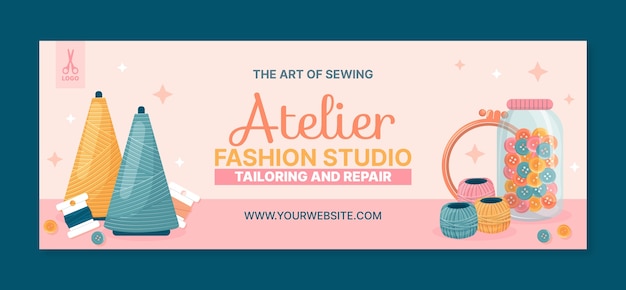 Gratis vector handgetekende fashion atelier facebook cover