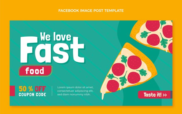 Gratis vector handgetekende fastfood facebookpost