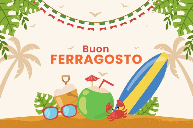 Handgetekende ferragosto-achtergrond