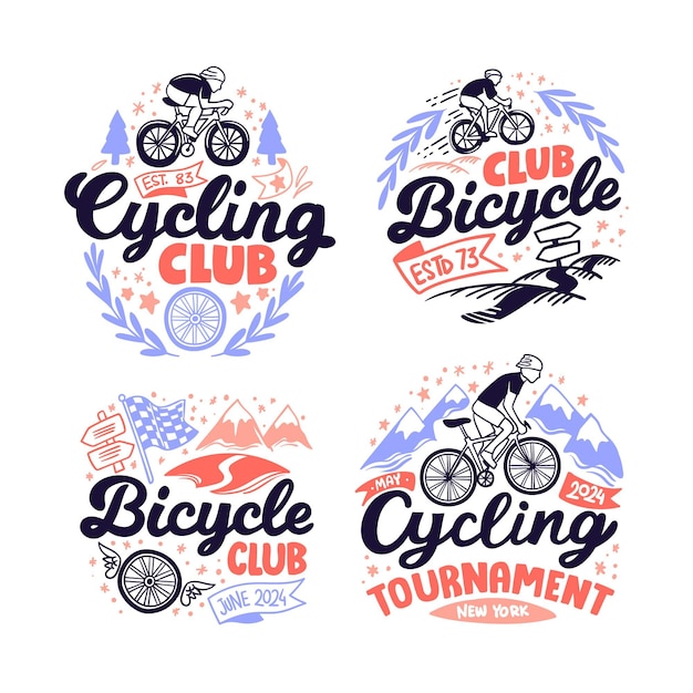 Gratis vector handgetekende fiets logo collectie