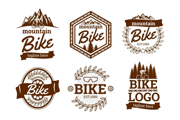 Gratis Vector handgetekende fietslogo-collectie
