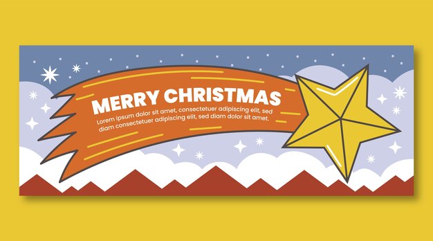 Handgetekende fijne feestdagen kerstbanner
